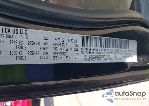 2016 Dodge Journey Sxt z USA, uszkodzony, nr VIN 3C4PDCBG0GT127374